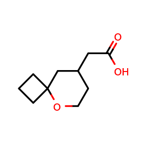 Chemical structure of 2-(5-oxaspiro[3.5]nonan-8-yl)acetic acid , CAS 1369152-09-9, AChemBlock X213740