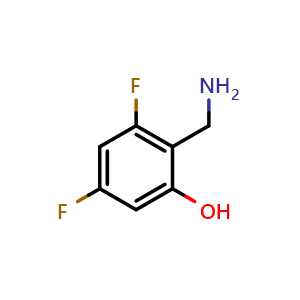 Chemical structure of 2-(aminomethyl)-3,5-difluoro-phenol , CAS 1261603-00-2, AChemBlock X213756