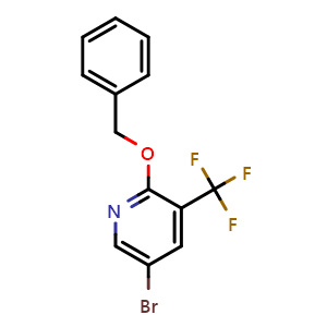 Chemical structure of 2-(benzyloxy)-5-bromo-3-(trifluoromethyl)pyridine , CAS 1824262-21-6, AChemBlock X213759