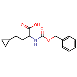 Chemical structure of 2-(benzyloxycarbonylamino)-4-cyclopropyl-butanoic acid , CAS 1479406-81-9, AChemBlock X213762