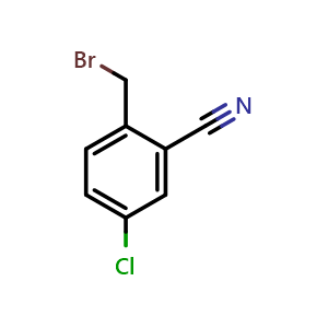 Chemical structure of 2-(bromomethyl)-5-chlorobenzonitrile , CAS 50712-69-1, AChemBlock X213767