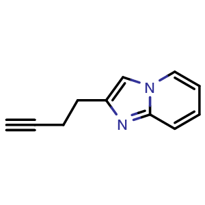 Chemical structure of 2-(but-3-yn-1-yl)imidazo[1,2-a]pyridine , CAS 872362-21-5, AChemBlock X213769