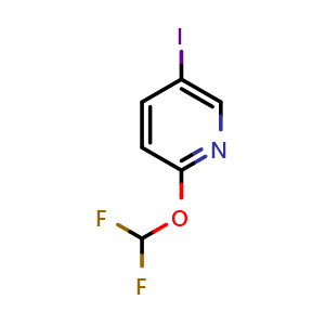 Chemical structure of 2-(difluoromethoxy)-5-iodopyridine , CAS 2089291-76-7, AChemBlock X213786