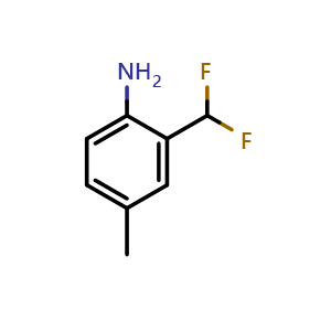 Chemical structure of 2-(difluoromethyl)-4-methylaniline , CAS 1261581-14-9, AChemBlock X213787