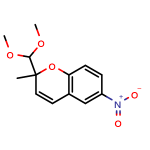 Chemical structure of 2-(dimethoxymethyl)-2-methyl-6-nitro-2H-chromene , CAS 146821-84-3, AChemBlock X213791