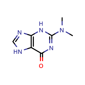 Chemical structure of 2-(dimethylamino)-6,7-dihydro-3H-purin-6-one , CAS 1445-15-4, AChemBlock X213793