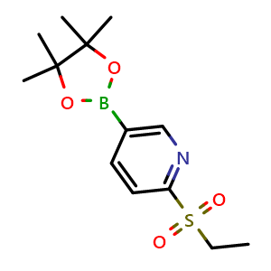Chemical structure of 2-(ethanesulfonyl)-5-(4,4,5,5-tetramethyl-1,3,2-dioxaborolan-2-yl)pyridine , CAS 1449010-00-7, AChemBlock X213795
