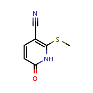 Chemical structure of 2-(Methylthio)-6-oxo-1,6-dihydropyridine-3-carbonitrile , CAS 1392149-82-4, AChemBlock X213807