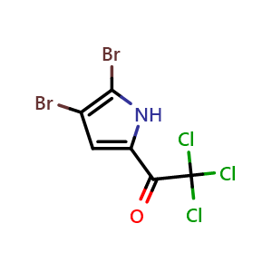 Chemical structure of 2,2,2-Trichloro-1-(4,5-dibromo-1H-pyrrol-2-yl)-ethanone , CAS 50371-52-3, AChemBlock X213830