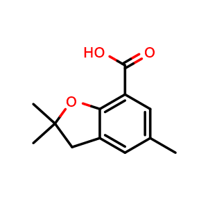 Chemical structure of 2,2,5-Trimethyl-2,3-dihydrobenzofuran-7-carboxylicacid , CAS 35700-73-3, AChemBlock X213839