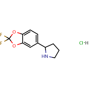 Chemical structure of 2,2-difluoro-5-pyrrolidin-2-ylbenzo[d]1,3-dioxolane hydrochloride , AChemBlock X213846