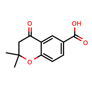 Chemical structure of 2,2-dimethyl-4-oxo-3,4-dihydro-2H-1-benzopyran-6-carboxylic acid , CAS 65372-54-5, AChemBlock X213856