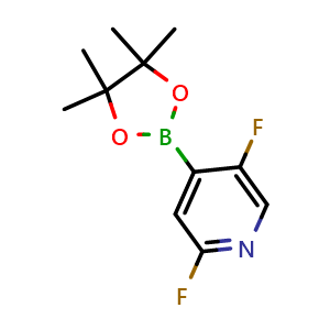 Chemical structure of 2,5-difluoro-4-(4,4,5,5-tetramethyl-1,3,2-dioxaborolan-2-yl)pyridine , CAS 1622217-35-9, AChemBlock X213928