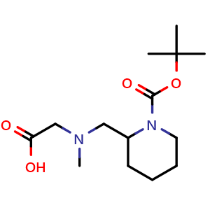 Chemical structure of 2-[({1-[(tert-butoxy)carbonyl]piperidin-2-yl}methyl)(methyl)amino]acetic acid , CAS 1353943-48-2, AChemBlock X213954