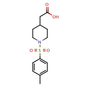 Chemical structure of 2-[1-(4-methylbenzenesulfonyl)piperidin-4-yl]acetic acid , CAS 1082293-46-6, AChemBlock X213970