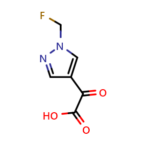 Chemical structure of 2-[1-(fluoromethyl)pyrazol-4-yl]-2-oxo-acetic acid , CAS 2940958-80-3, AChemBlock X213973