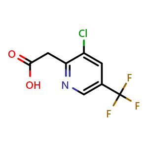 Chemical structure of 2-[3-chloro-5-(trifluoromethyl)pyridin-2-yl]acetic acid , CAS 1000522-34-8, AChemBlock X213982