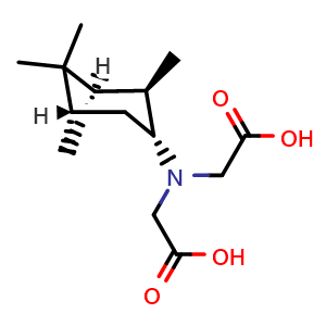 Chemical structure of 2-[carboxymethyl-[(1R,2R,3R,5S)-2,6,6-trimethylnorpinan-3-yl]amino]acetic acid , CAS 1330780-51-2, AChemBlock X213986
