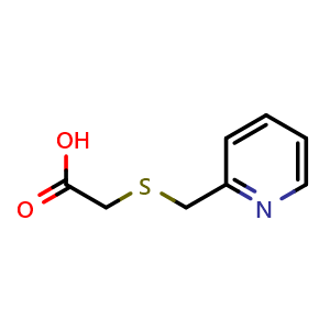 Chemical structure of 2-{[(pyridin-2-yl)methyl]sulfanyl}acetic acid , CAS 21897-11-0, AChemBlock X213990