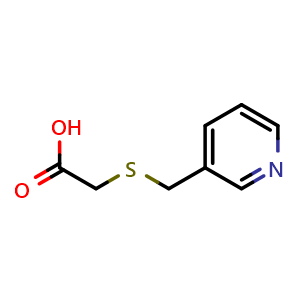 Chemical structure of 2-{[(pyridin-3-yl)methyl]sulfanyl}acetic acid , CAS 887090-42-8, AChemBlock X213991