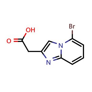 Chemical structure of 2-{5-bromoimidazo[1,2-a]pyridin-2-yl}acetic acid , CAS 1215319-22-4, AChemBlock X214001