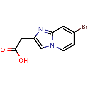 Chemical structure of 2-{7-bromoimidazo[1,2-a]pyridin-2-yl}acetic acid , CAS 1217061-44-3, AChemBlock X214003