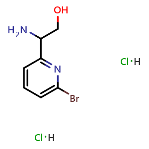 Chemical structure of 2-amino-2-(6-bromopyridin-2-yl)ethan-1-ol dihydrochloride , CAS 2803477-18-9, AChemBlock X214017