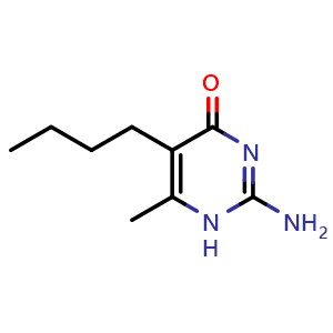 Chemical structure of 2-amino-5-butyl-6-methyl-1,4-dihydropyrimidin-4-one , CAS 4038-64-6, AChemBlock X214034