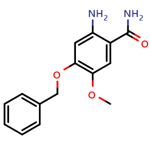 Chemical structure of 2-amino-5-methoxy-4-phenylmethoxybenzamide , CAS 60547-98-0, AChemBlock X214038
