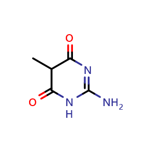 Chemical structure of 2-amino-5-methyl-1,4,5,6-tetrahydropyrimidine-4,6-dione , CAS 55477-35-5, AChemBlock X214039