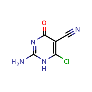 Chemical structure of 2-amino-6-chloro-4-oxo-1,4-dihydropyrimidine-5-carbonitrile , CAS 85840-23-9, AChemBlock X214044