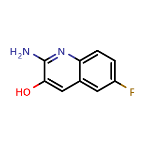 Chemical structure of 2-amino-6-fluoroquinolin-3-ol , CAS 2435612-57-8, AChemBlock X214045