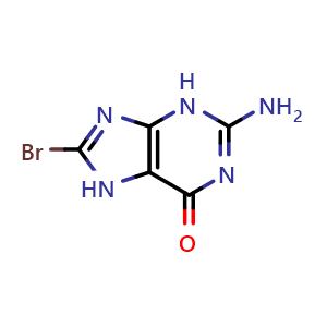 Chemical structure of 2-amino-8-bromo-6,7-dihydro-3H-purin-6-one , CAS 3066-84-0, AChemBlock X214048