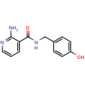 Chemical structure of 2-amino-n-[(4-hydroxyphenyl)methyl]pyridine-3-carboxamide , CAS 849996-79-8, AChemBlock X214053