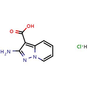 Chemical structure of 2-Aminopyrazolo[1,5-a]pyridine-3-carboxylic acid hydrochloride , CAS 3026670-35-6, AChemBlock X214056