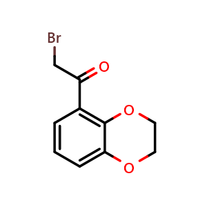 Chemical structure of 2-bromo-1-(2,3-dihydro-1,4-benzodioxin-5-yl)-1-ethanone , CAS 19815-97-5, AChemBlock X214069