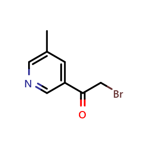 Chemical structure of 2-bromo-1-(5-methylpyridin-3-yl)ethan-1-one , CAS 358780-25-3, AChemBlock X214080
