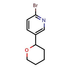 Chemical structure of 2-bromo-5-(tetrahydro-2H-pyran-2-yl)pyridine , CAS 1622836-12-7, AChemBlock X214105