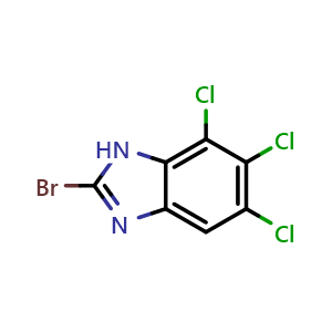 Chemical structure of 2-bromo-5,6,7-trichloro-1H-benzimidazole , CAS 1520072-94-9, AChemBlock X214107