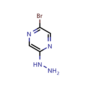 Chemical structure of 2-bromo-5-hydrazinylpyrazine , CAS 1001050-24-3, AChemBlock X214116