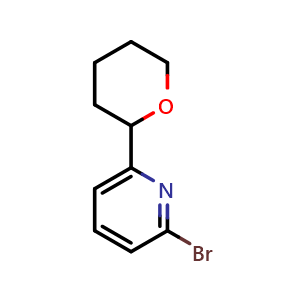 Chemical structure of 2-bromo-6-(tetrahydro-2H-pyran-2-yl)pyridine , CAS 1399481-85-6, AChemBlock X214127