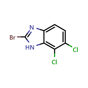 Chemical structure of 2-bromo-6,7-dichloro-1H-benzimidazole , CAS 173460-79-2, AChemBlock X214129