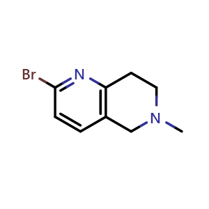 Chemical structure of 2-bromo-6-methyl-7,8-dihydro-5H-1,6-naphthyridine , CAS 1784665-32-2, AChemBlock X214133