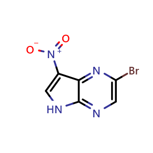 Chemical structure of 2-bromo-7-nitro-5H-pyrrolo[2,3-b]pyrazine , CAS 1416740-16-3, AChemBlock X214137