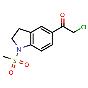 Chemical structure of 2-chloro-1-(1-(methylsulfonyl)indolin-5-yl)ethan-1-one , CAS 851288-79-4, AChemBlock X214147