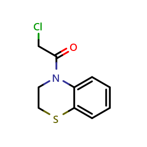 Chemical structure of 2-chloro-1-(3,4-dihydro-2H-1,4-benzothiazin-4-yl)ethan-1-one , CAS 20751-75-1, AChemBlock X214149