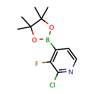Chemical structure of 2-Chloro-3-fluoro-4-(tetramethyl-1,3,2-dioxaborolan-2-yl)pyridine , CAS 1029654-43-0, AChemBlock X214155