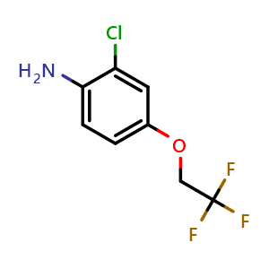 Chemical structure of 2-chloro-4-(2,2,2-trifluoroethoxy)aniline , CAS 1247893-83-9, AChemBlock X214160