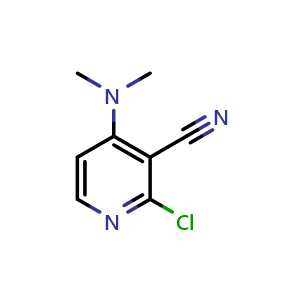 Chemical structure of 2-chloro-4-(dimethylamino)nicotinonitrile , CAS 147992-80-1, AChemBlock X214161