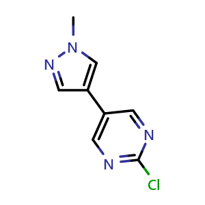 Chemical structure of 2-chloro-5-(1-methyl-1h-pyrazol-4-yl)pyrimidine , CAS 1231943-08-0, AChemBlock X214169